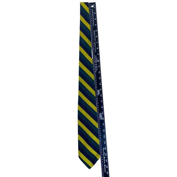Vintage Brooks Brothers Yellow & Green Striped Silk Tie Woven In England - Picture 6 of 7